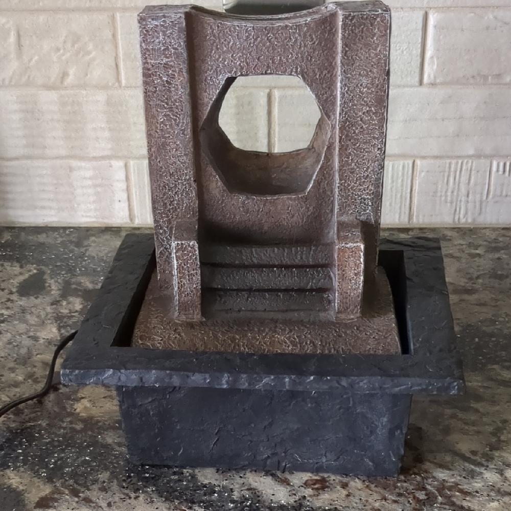 Modern Brown and Black Tabletop Fountain